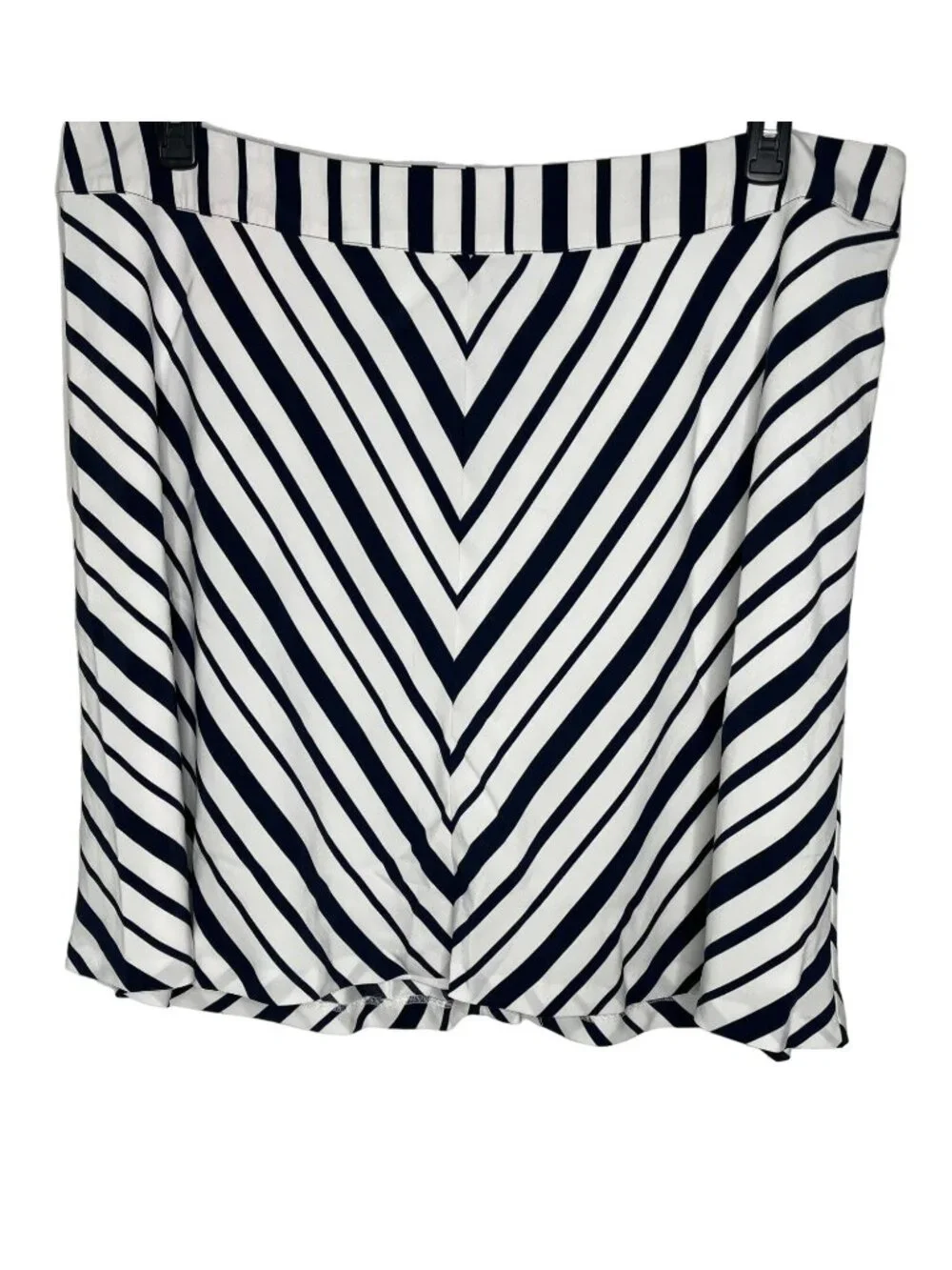 Lane Bryant Plus 22 Chevron Stripe Flare Skirt Navy White Side Zip - Picture 1 of 10